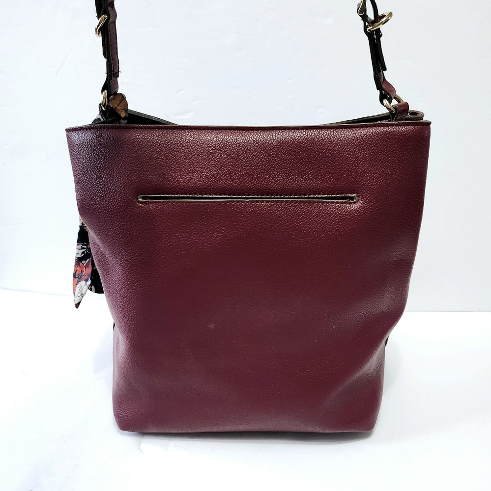 ANNE  KLEIN Shoulder Bag Maroon Purse w/ scarf - Picture 8 of 14